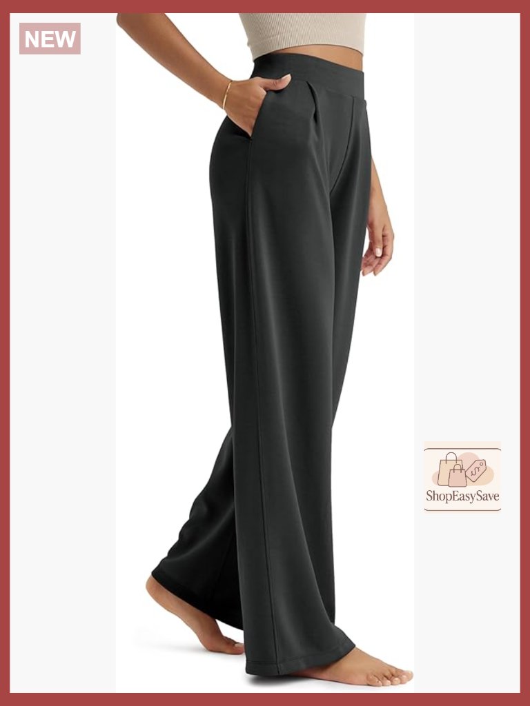 High Waist Wide Leg Pants Relaxed Casual With Pockets 29 Inseam